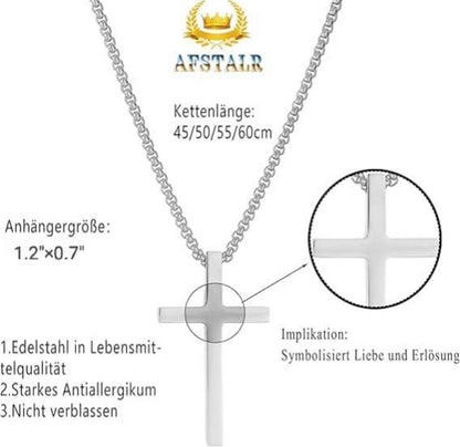 AFSTALR Herren Silber Kreuz Kette mit Anhänger Religiös Schmuck 50cm