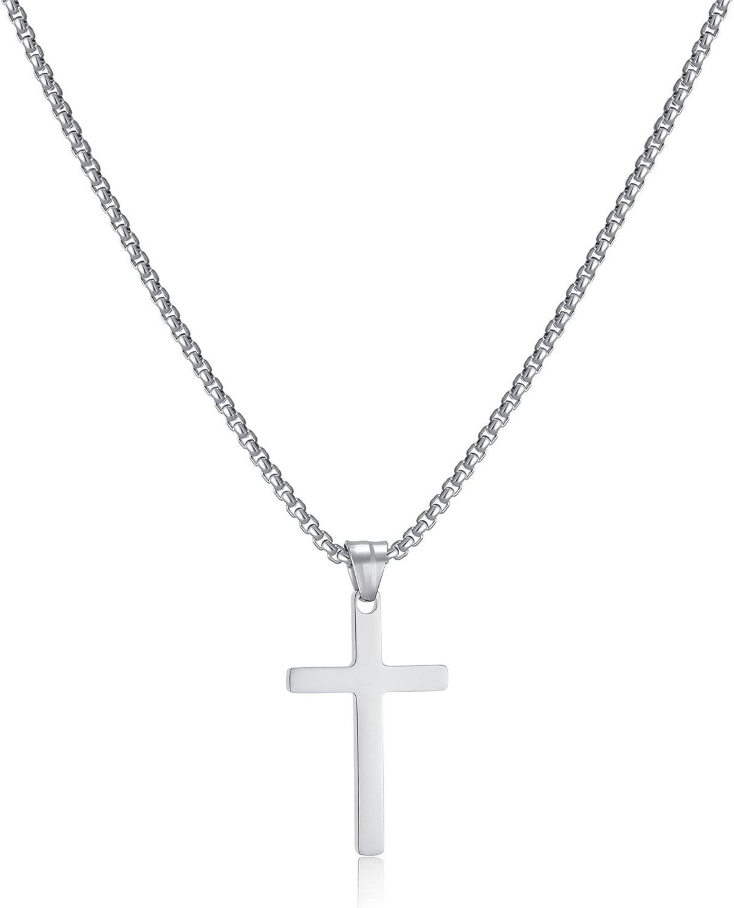 Kreuz Halskette Herren Edelstahl Kreuz Anhänger Schmuck 45cm