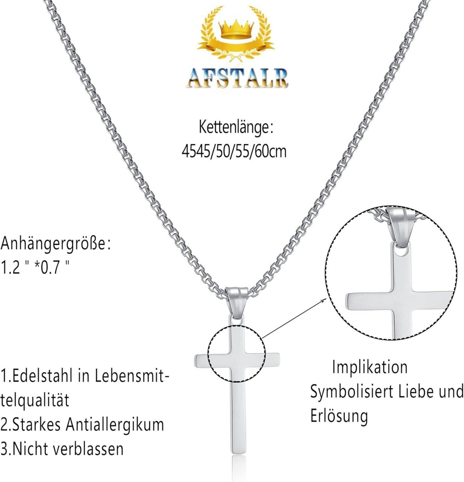 Herren Kreuzkette Gold/Silber Anhänger Christentum Schmuck Silber 45cm