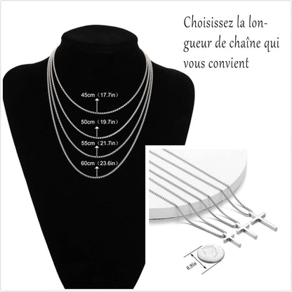 Kreuz Kette Herren Silber Anhänger Halskette Religiöser Schmuck 60cm