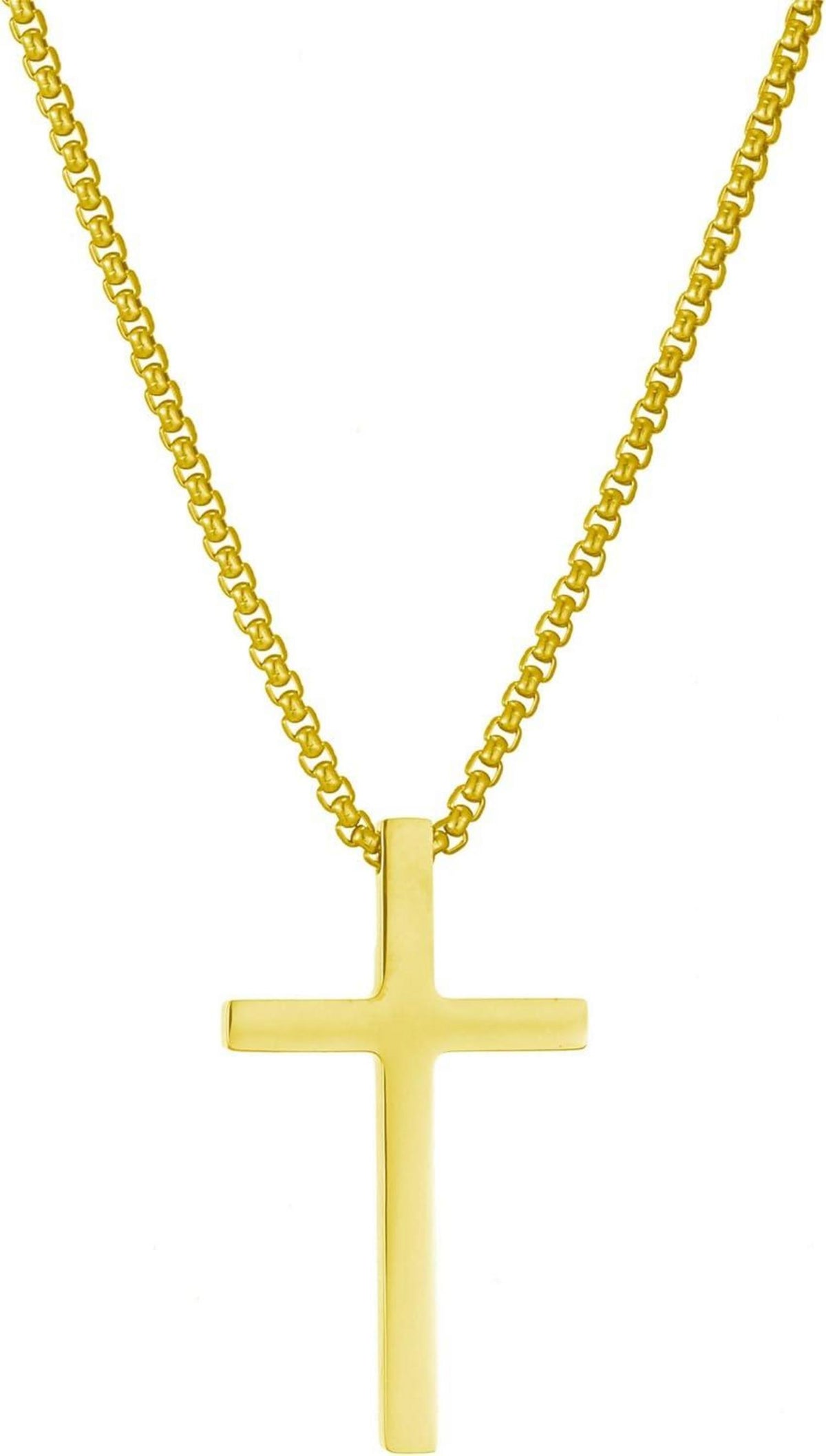 Gold Kreuz Kette Anhänger Religiöser Herren Schmuck 50cm
