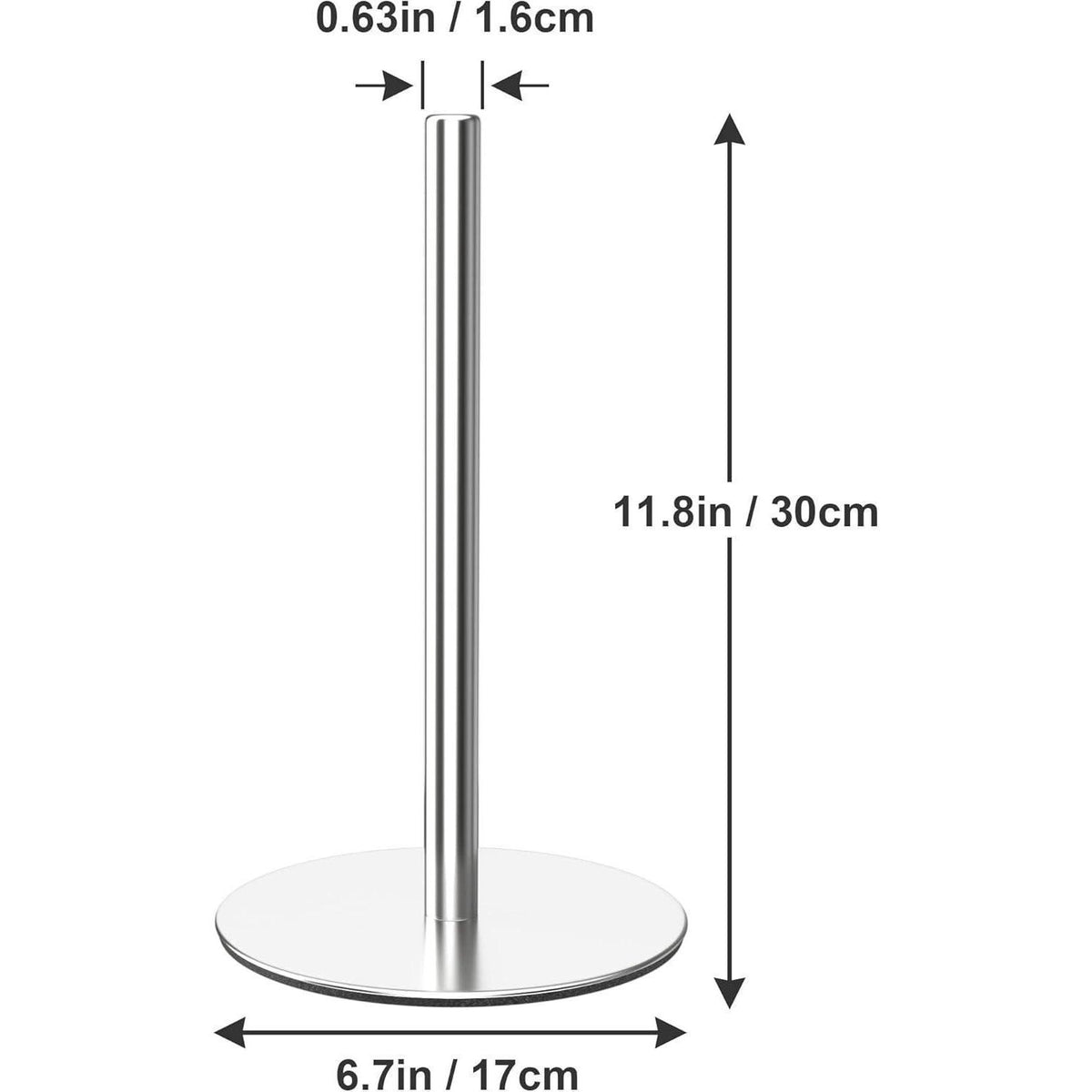 Küchenrollenhalter Edelstahl Silber Stehend mit stabiler Basis