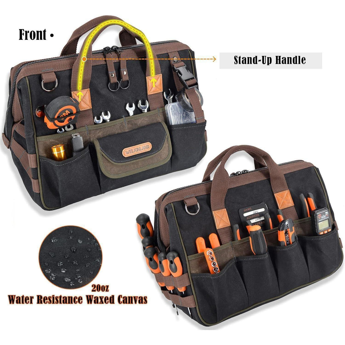 Werkzeugtasche aus gewachstem Segeltuch mit 32 Taschen
