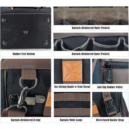 Werkzeugtasche aus gewachstem Segeltuch mit 32 Taschen