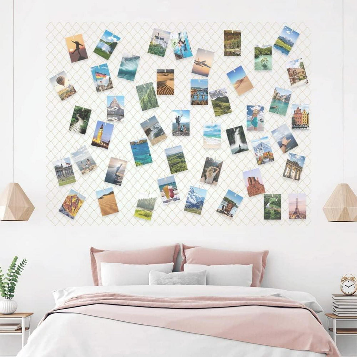 Foto Netz Wanddeko XL mit Holzklammern & Nägeln