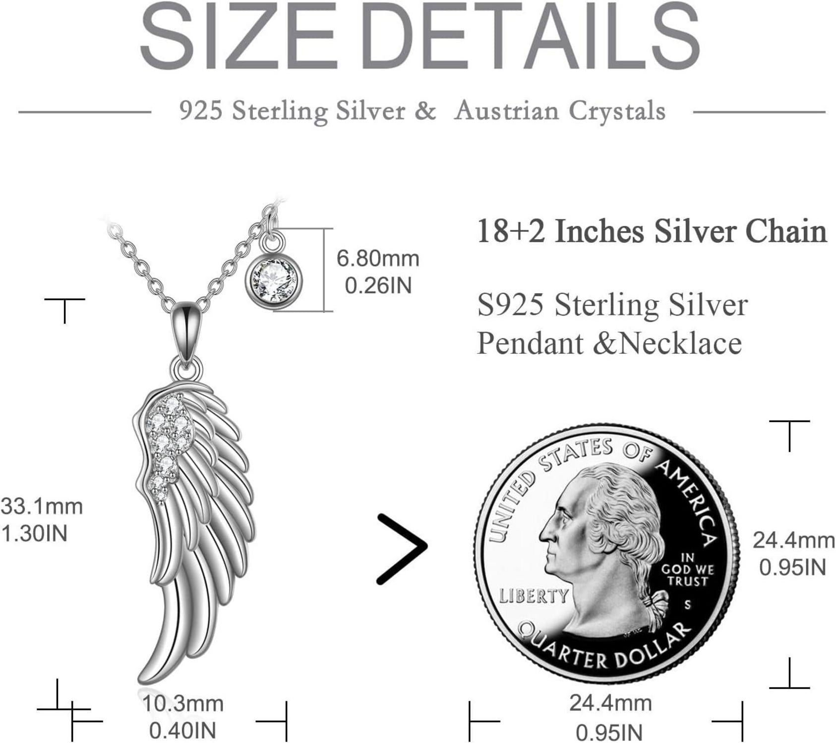 VONALA 925 Sterling Silber Engelsflügel Anhänger Halskette mit Zirkonia für Frauen - Geschenk