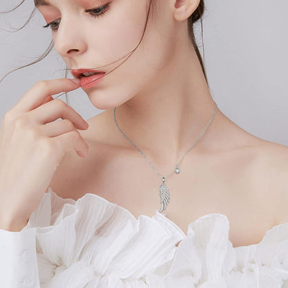 925 Sterling Silber Engelsflügel Anhänger Halskette mit Zirkonia