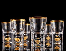 Kristall Schnapsgläser Set 4cl mit 24-karätigen Blattgoldflocken 6