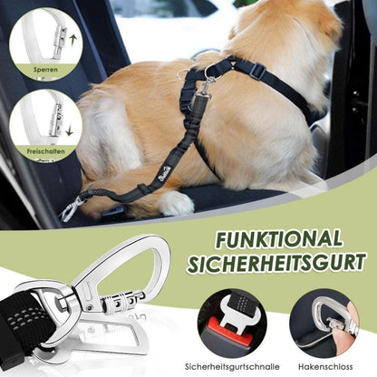 Hundegeschirr Auto Sicherheitsgurt Set – Atmungsaktiv, Rot, XS
