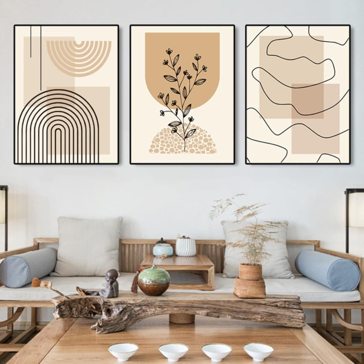 3er Poster Set Beige Modern 40x50cm