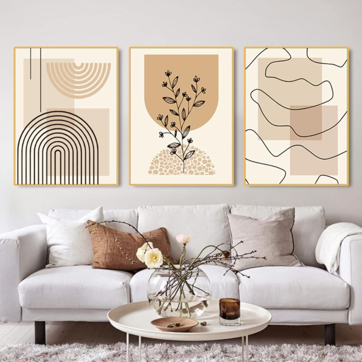 3er Poster Set Beige Modern 40x50cm