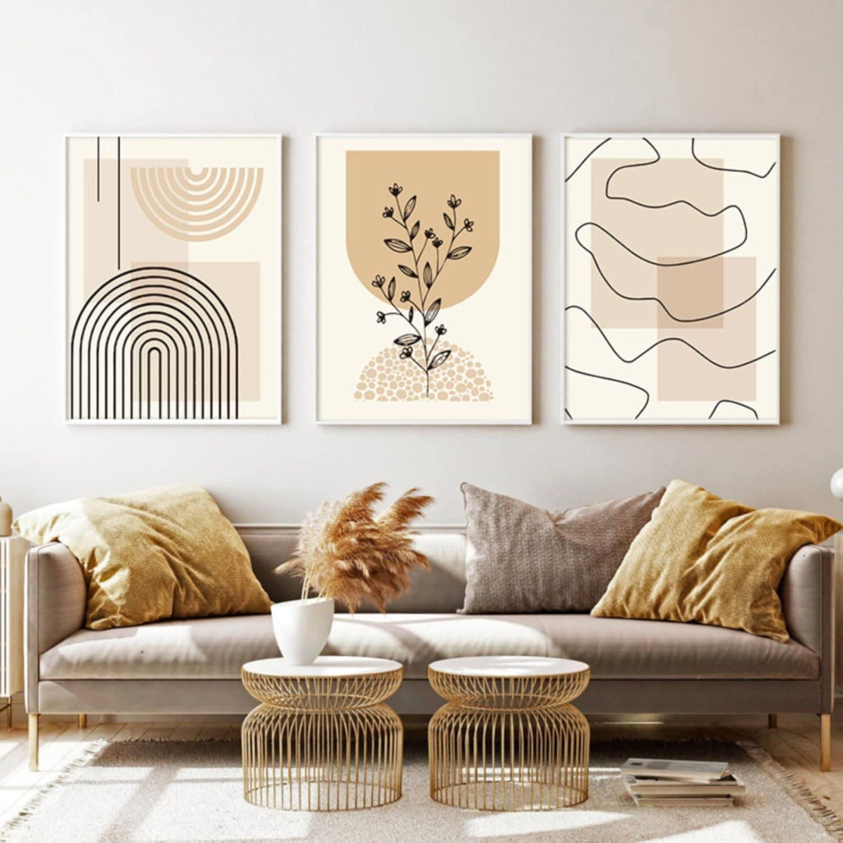 3er Poster Set Beige Modern 40x50cm