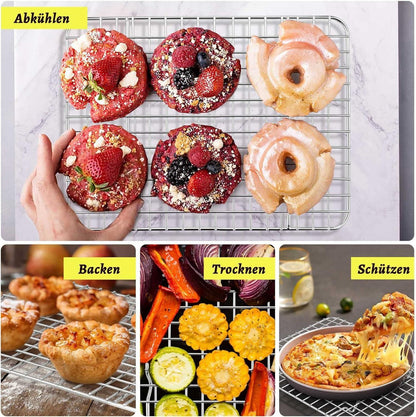 Edelstahl Abkühlgitter 2er Set 24.8x19cm Backen Grillen Rostfrei