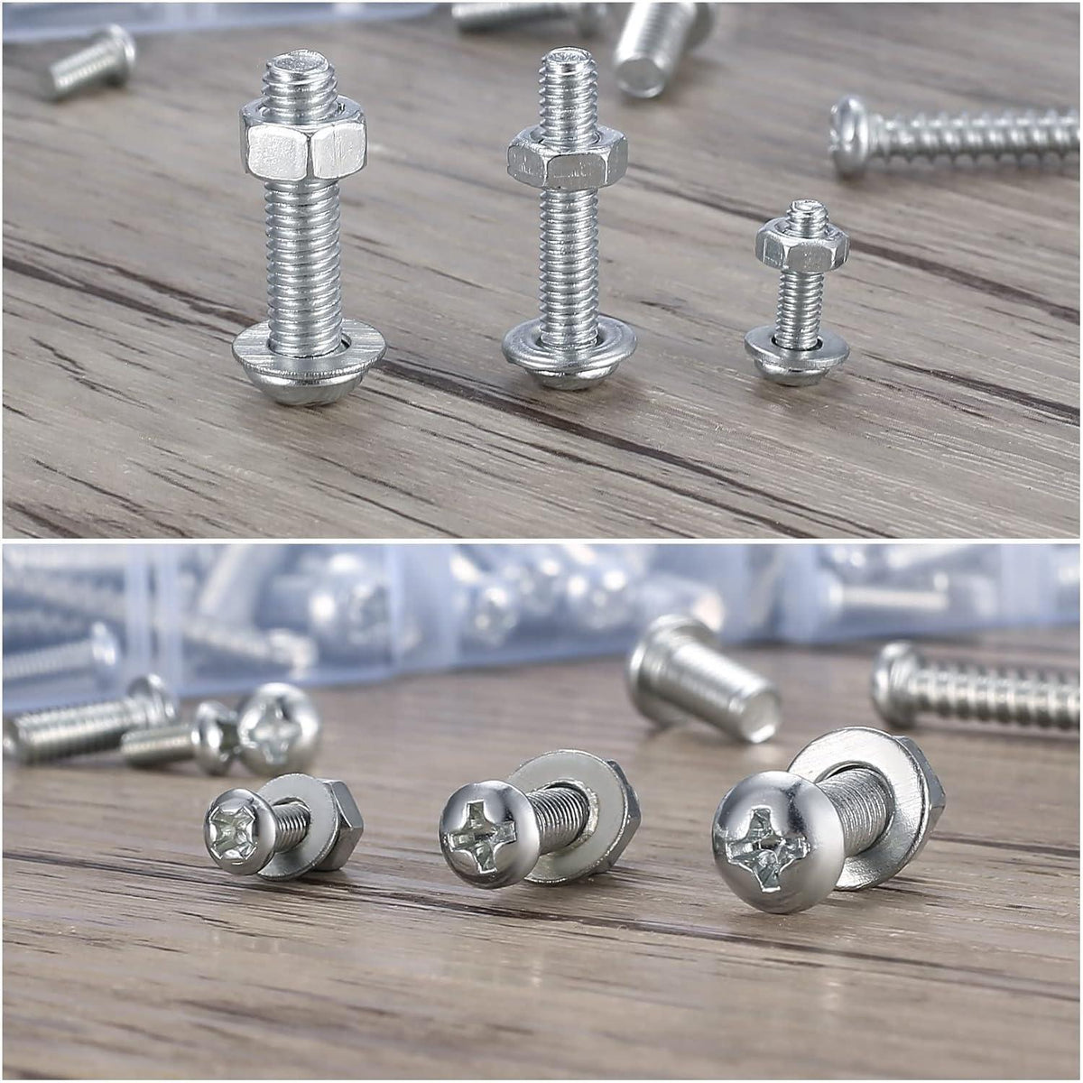 Schrauben- und Muttern-Set M3-M5, 380 Teile, Silber
