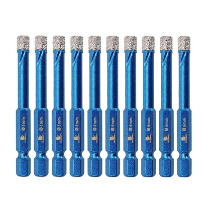 Diamantbohrer Set 10 Stück 6mm Sechskantschaft für harte Fliesen