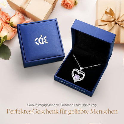 Damen Halskette Herz mit Geburtsstein 925 Sterling Silber