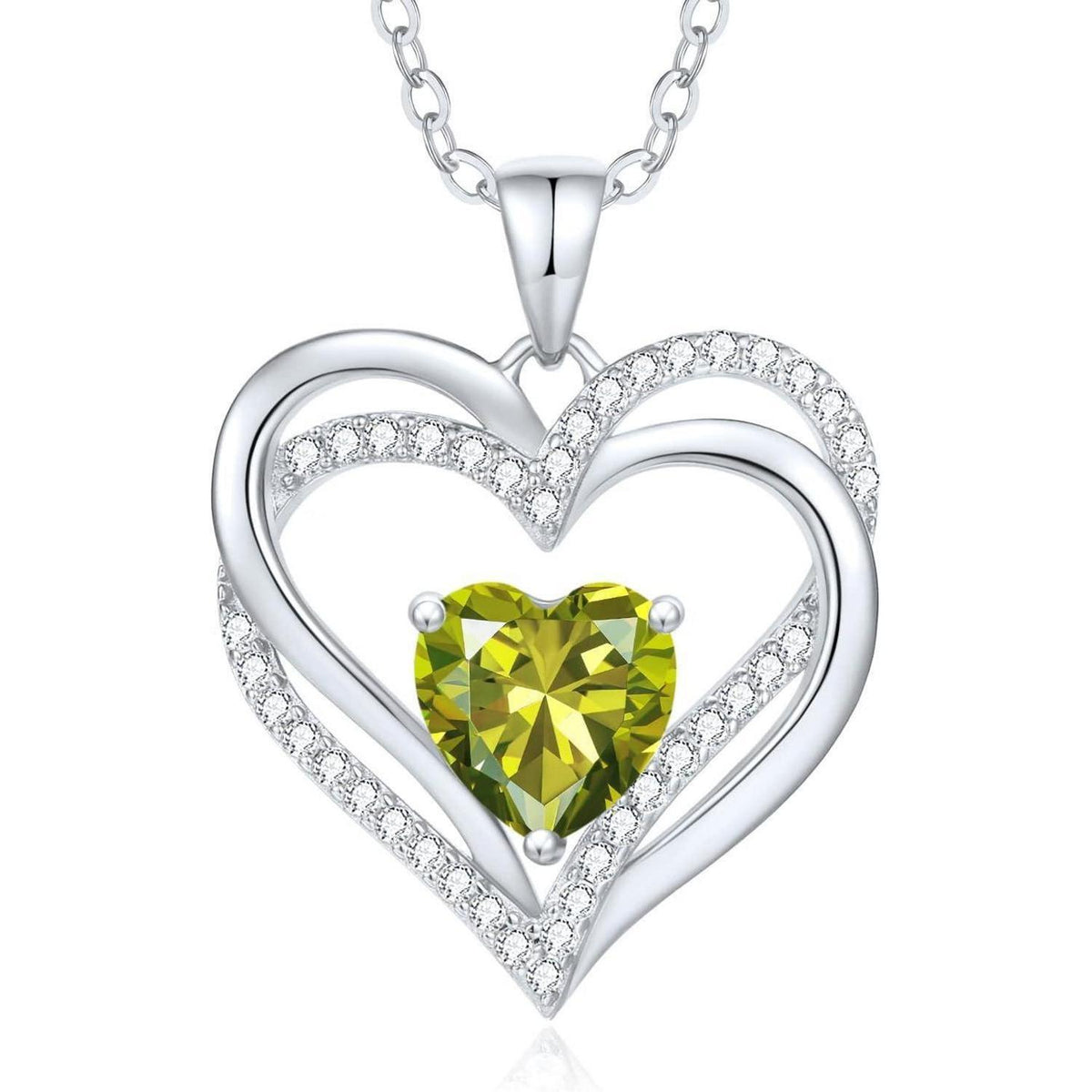 Damen Halskette Herz mit Geburtsstein 925 Sterling Silber