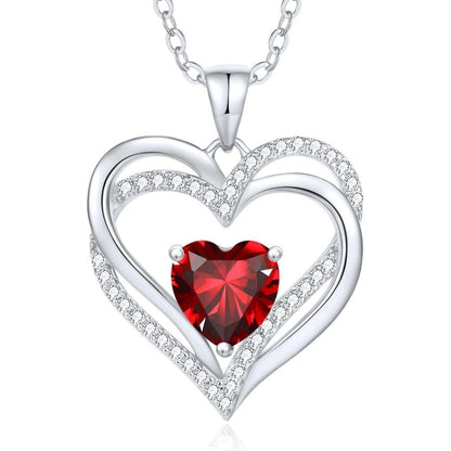 Damen Halskette Herz mit Geburtsstein 925 Sterling Silber