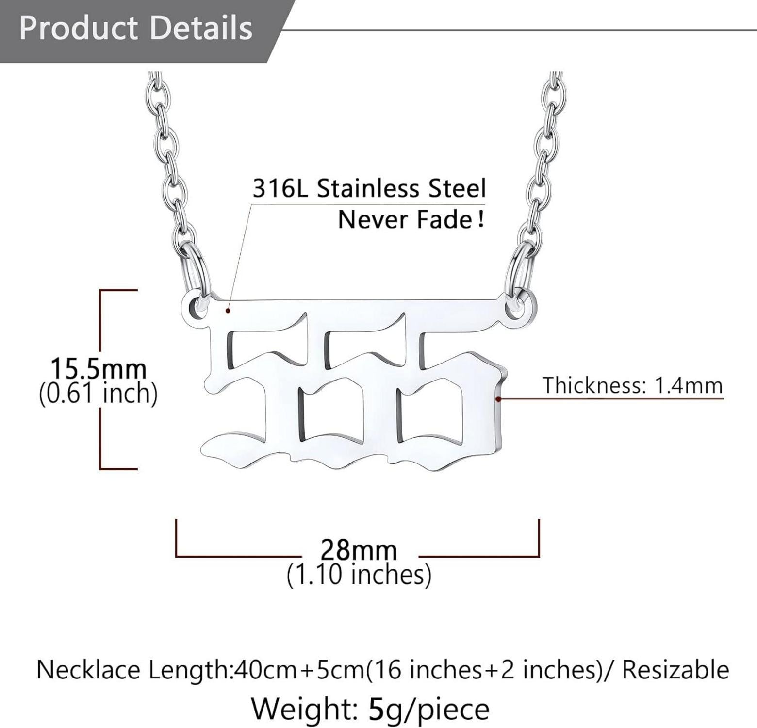 Engelszahlen Kette Damen Mädchen Halskette Edelstahl 555-Silber