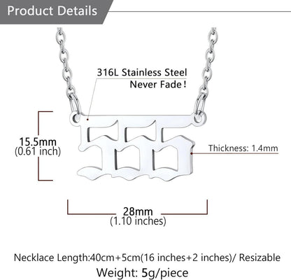 Engelszahlen Kette Damen Mädchen Halskette Edelstahl 555-Silber