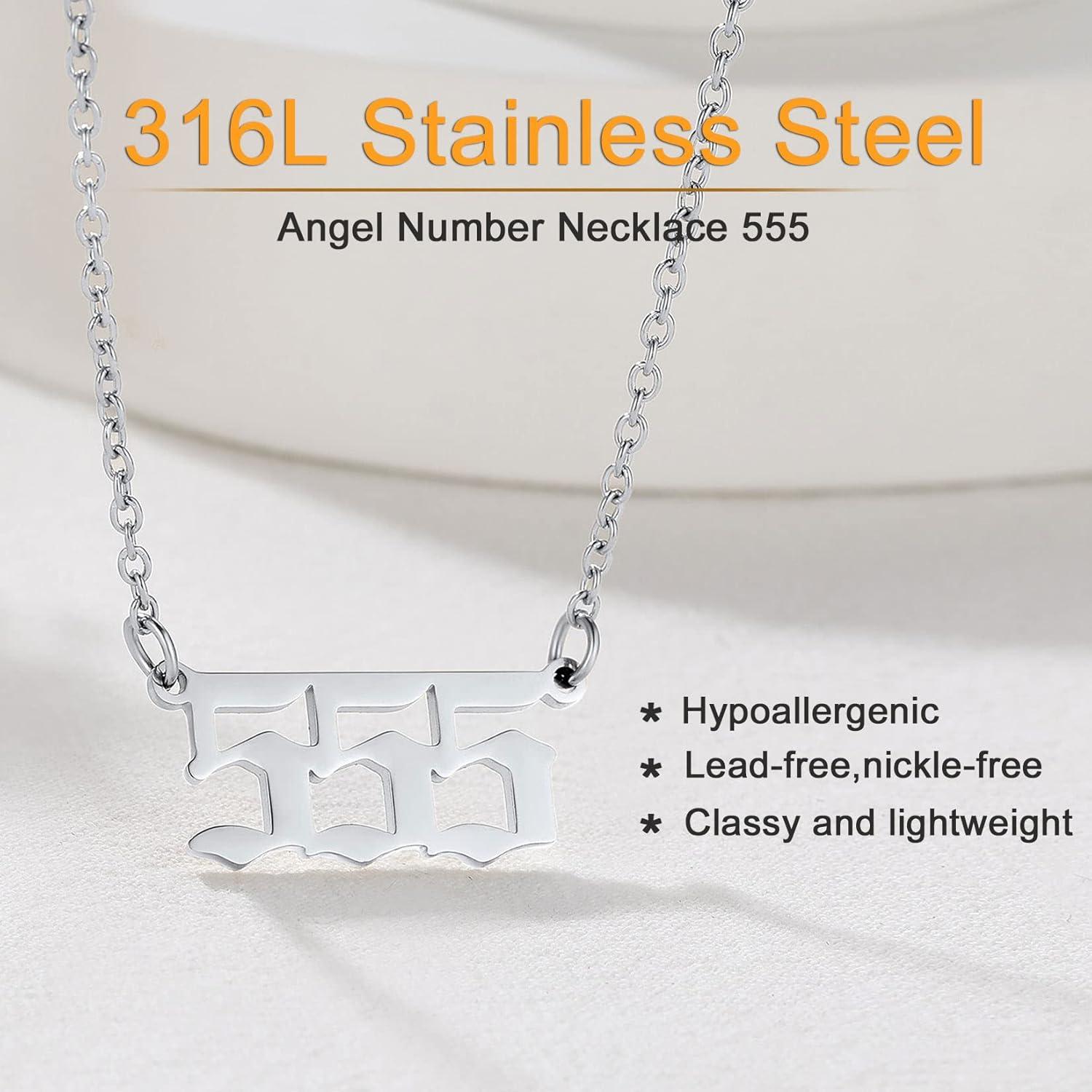 Engelszahl-Halskette Damen Edelstahl 000-999 Glück Minimalistisch