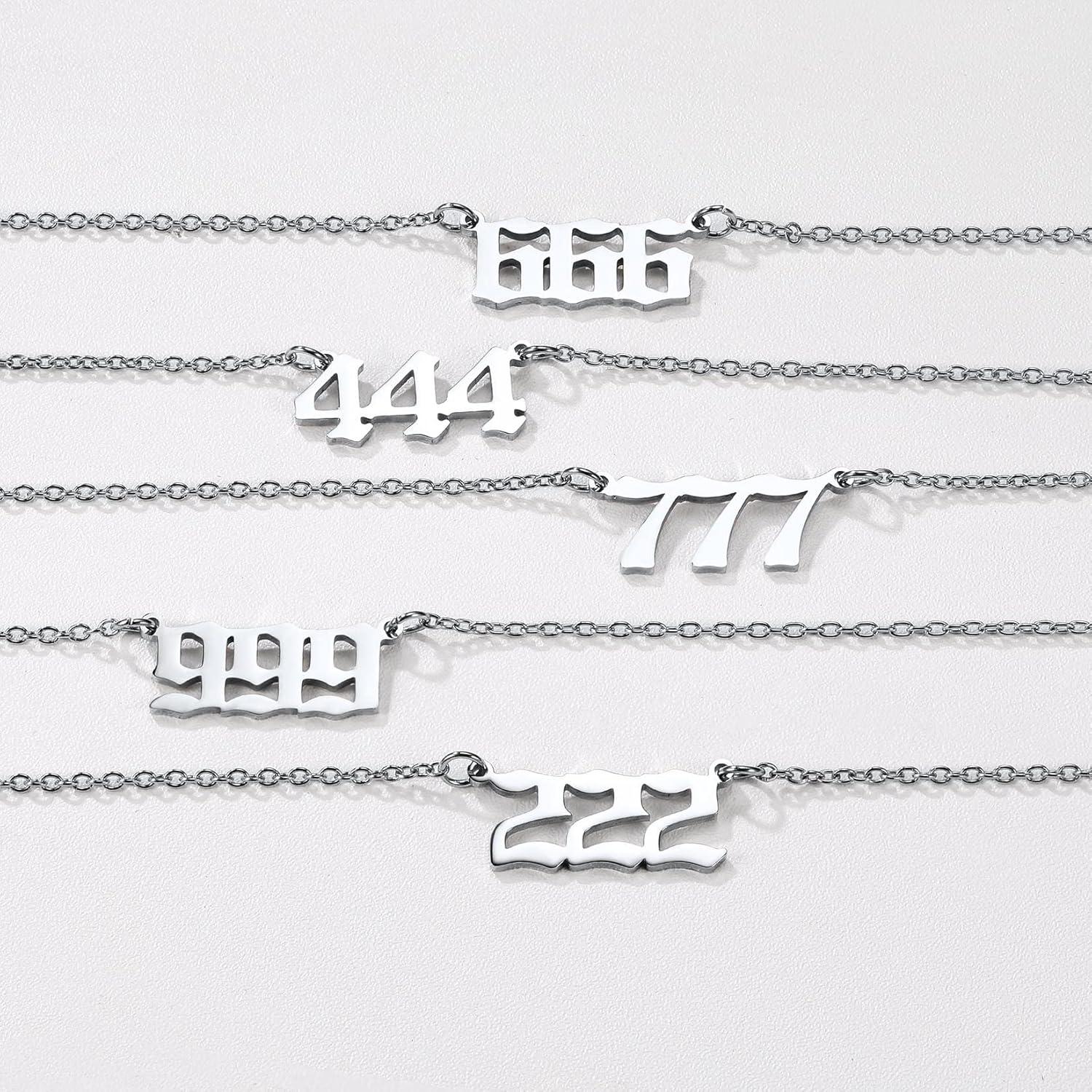 Damen Engelszahlen Halskette 000-999 Anhänger Edelstahl Modeschmuck