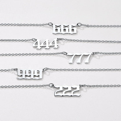 Damen Engelszahlen Halskette 000-999 Anhänger Edelstahl Modeschmuck