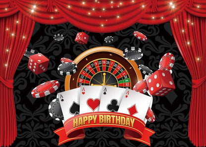 Las Vegas Casino Motto Happy Birthday Fotografie Hintergrund 2,1x1,5m