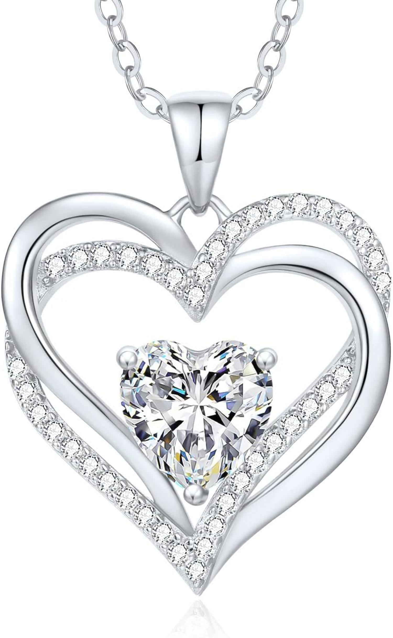 Herzkette mit Geburtsstein 925 Silber Anhänger - Geschenk Frau