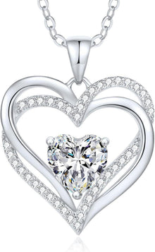 Herzkette mit Geburtsstein 925 Silber Anhänger - Geschenk Frau