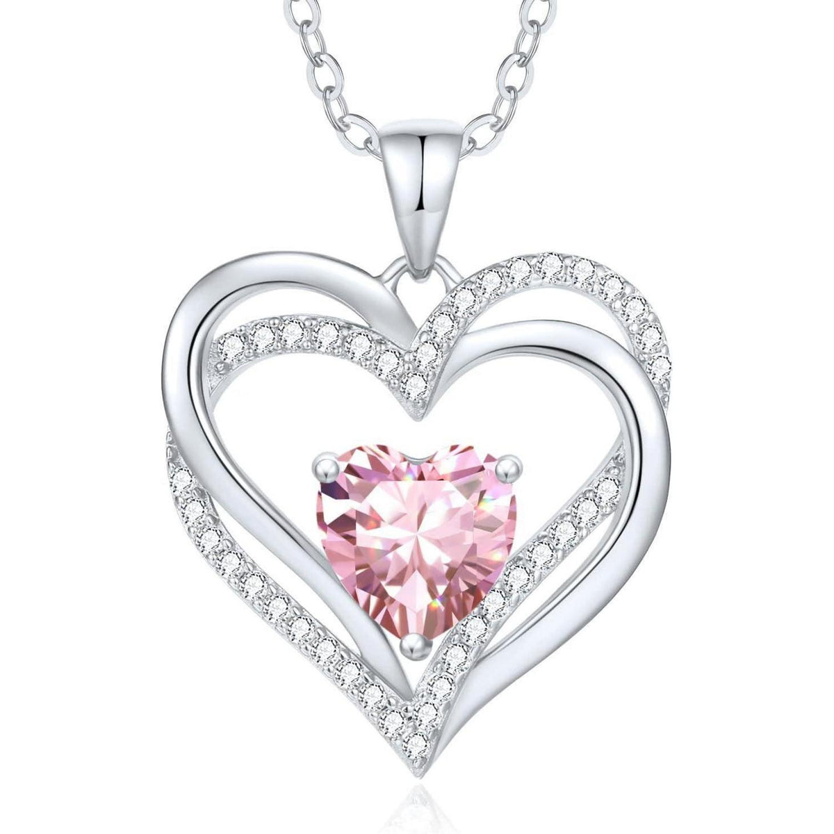 Damen Halskette Herz mit Geburtsstein 925 Sterling Silber