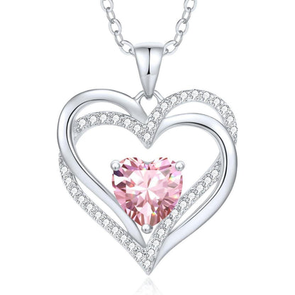 Damen Halskette Herz mit Geburtsstein 925 Sterling Silber