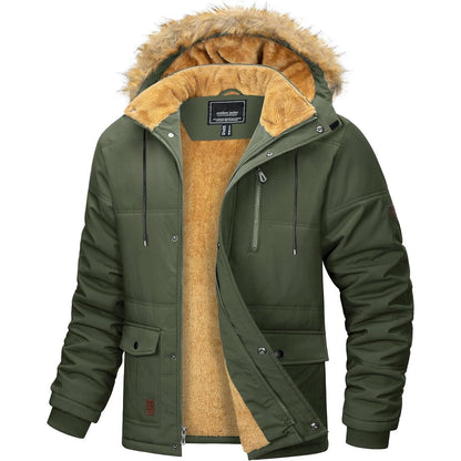 Herren Winter Parka mit abnehmbarer Kapuze, warm gefüttert, wasserabweisend