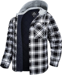 Kariertes Winter Thermohemd mit Kapuze und Multi Taschen