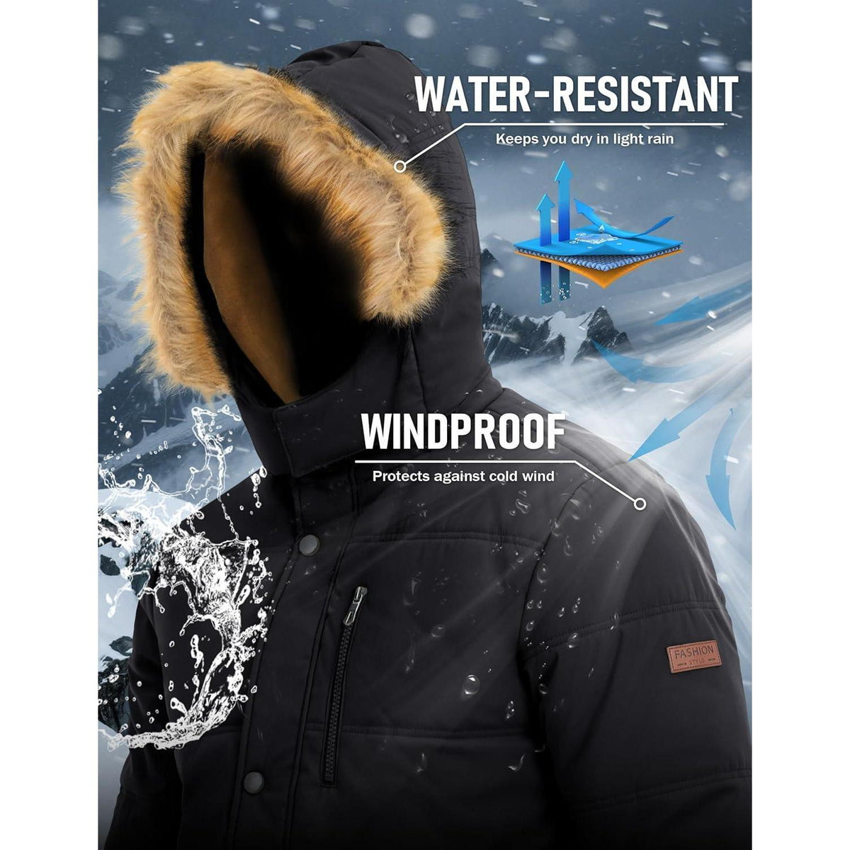 Herren Winter Parka mit abnehmbarer Kapuze – Warm & Winddicht