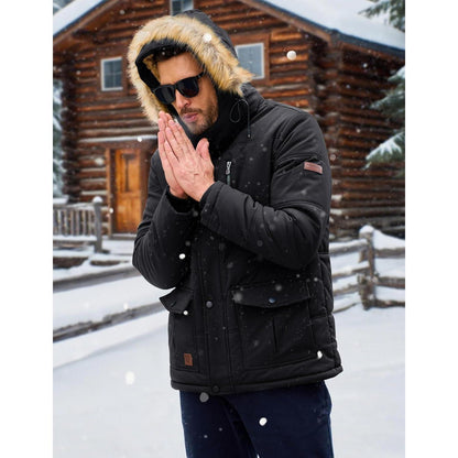 Herren Winter Parka mit abnehmbarer Kapuze – Warm & Winddicht