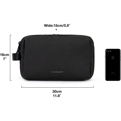 Kulturtasche Herren, Dopp Kit, wasserabweisend, Schwarz-Lederoptik