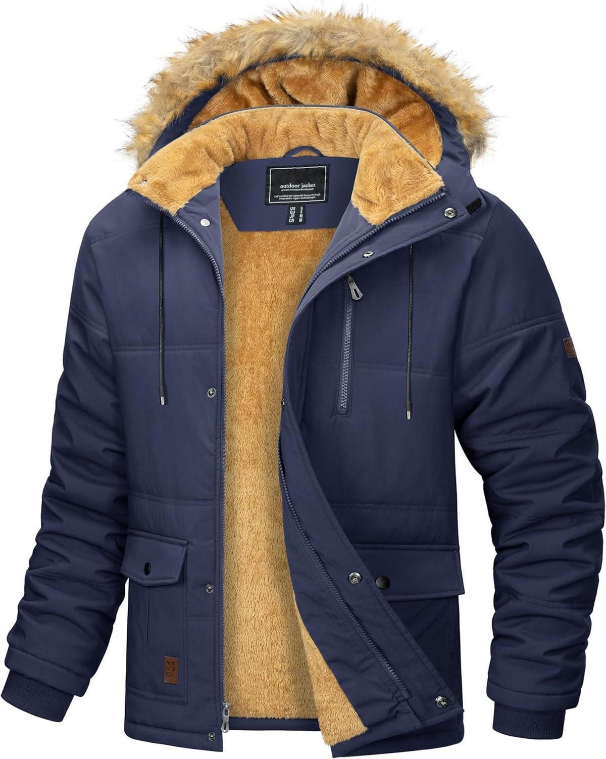 Winter Parka Jacke Herren Outdoor Warme Fleecejacke wasserabweisend