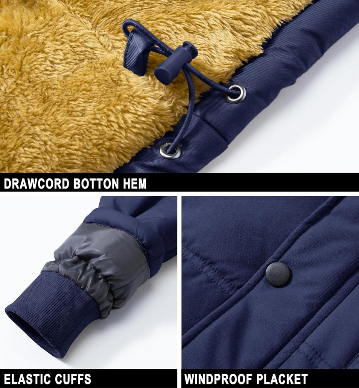 Herren Winter Parka Jacke Outdoor Fleecejacke wasserabweisend Gefüttert XXL