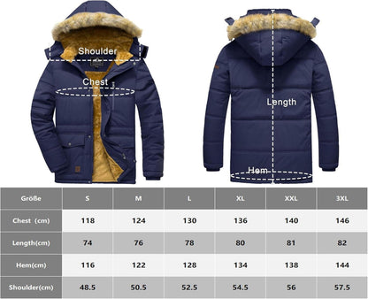 Herren Winter Parka Jacke Winddicht Outdoor Fleece Übergangsjacke XXL