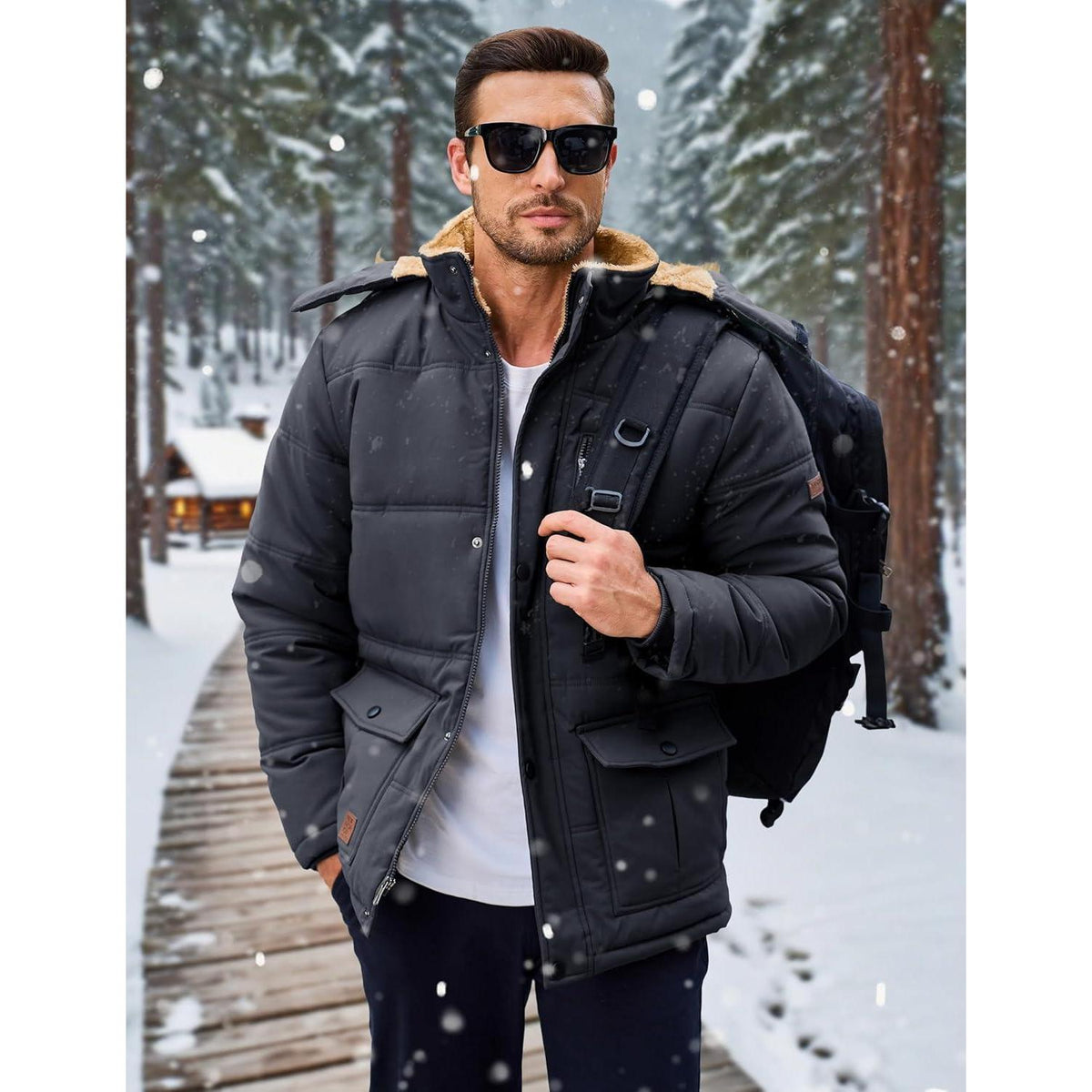 Herren Winter Parka Dunkelgrau | Warm & Winddicht