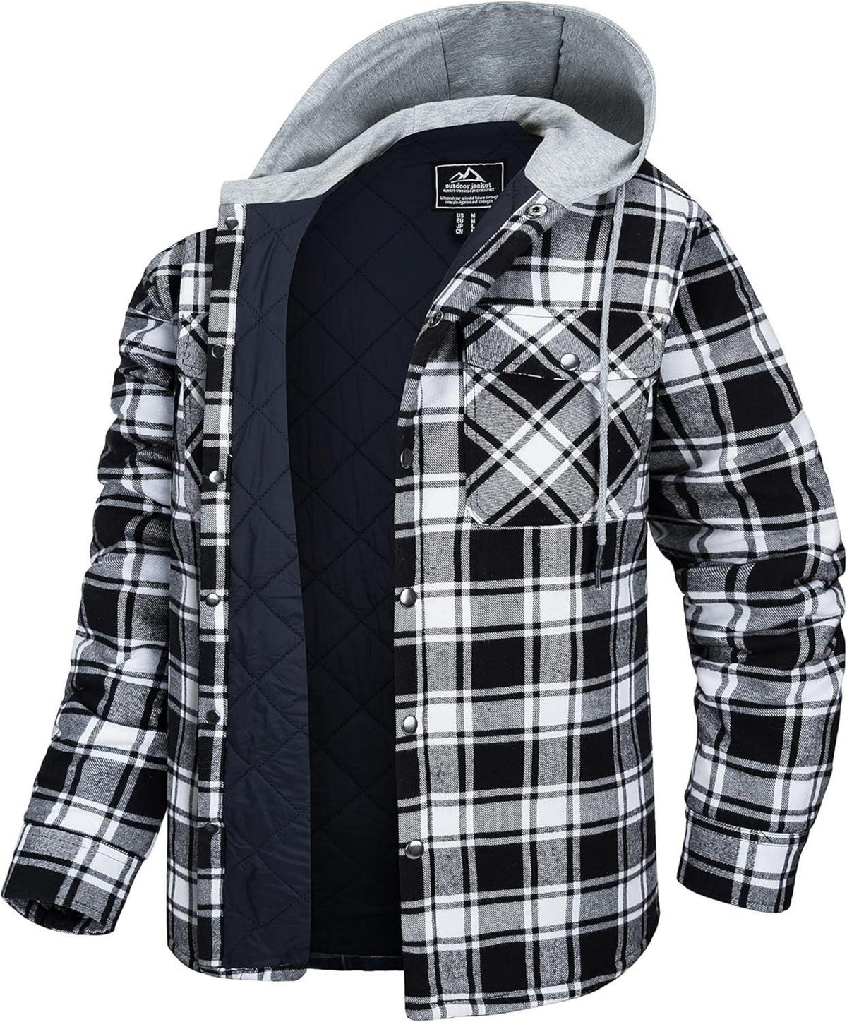 Kariertes Herren Hemdjacke Winter Thermohemd Baumwolle Warme