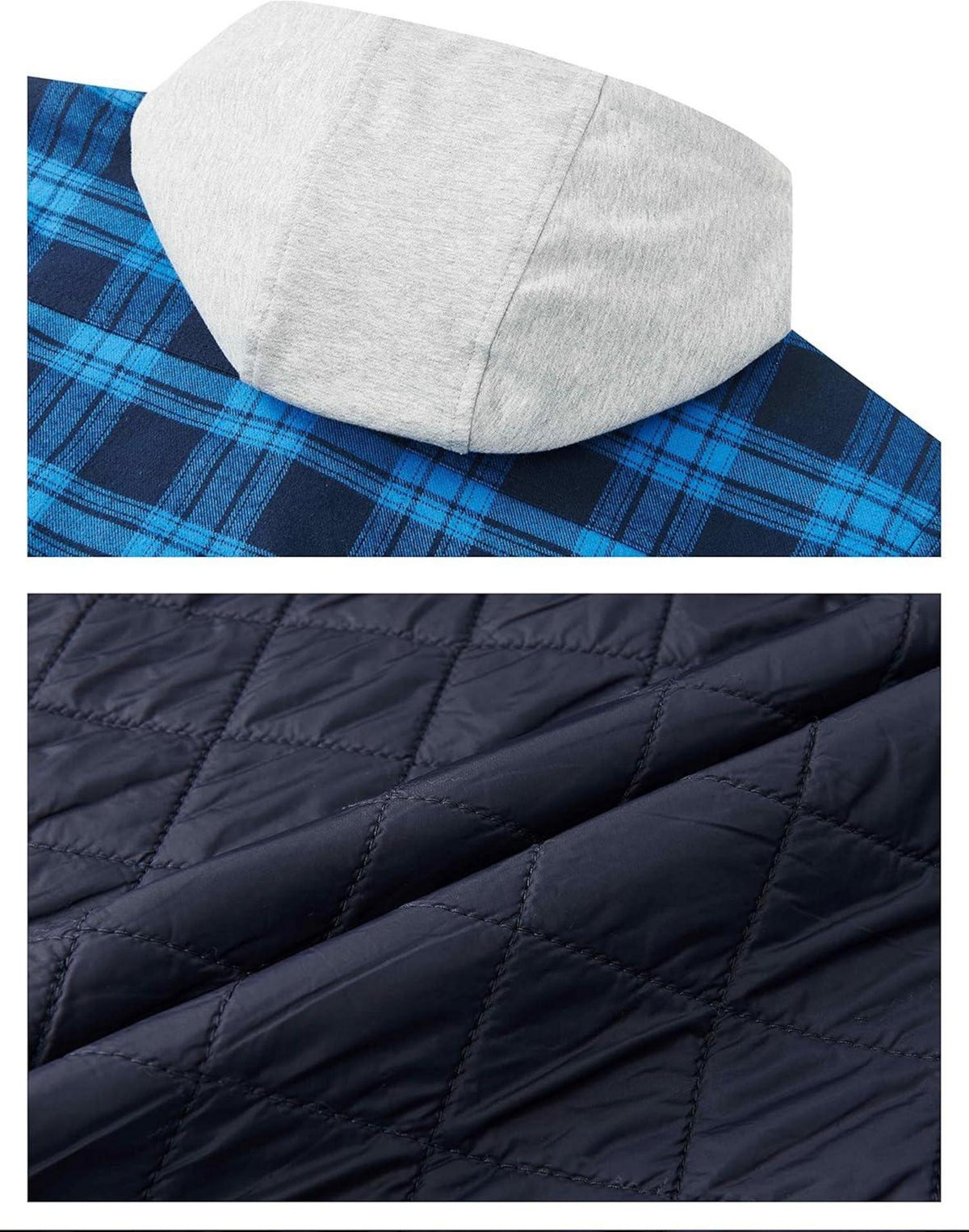 Herren Kariertes Hemdjacke Winter Baumwolle Gefüttert Kapuze Multi