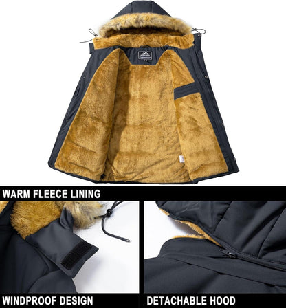 Herren Winter Parka Jacke Winddicht Outdoor Warme Fleece