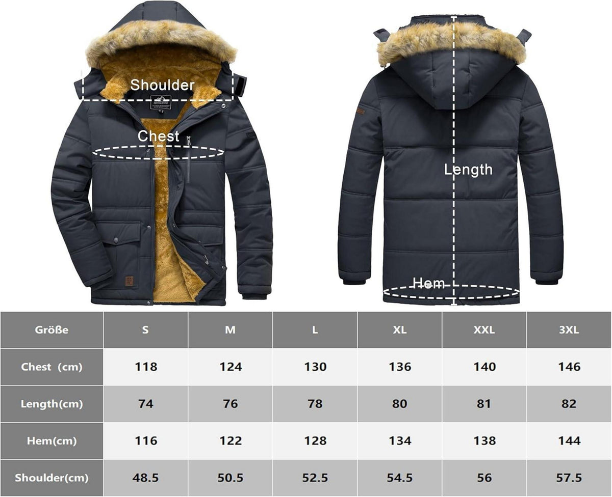 MAGCOMSEN Herren Winter Parka Jacke Outdoor Fließjacke wasserabweisend L