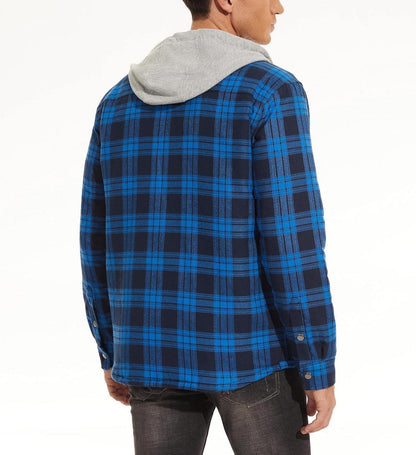 Herren Winter Thermohemd Kariertes Hemdjacke Gefüttert Baumwolle Casual Hoodie