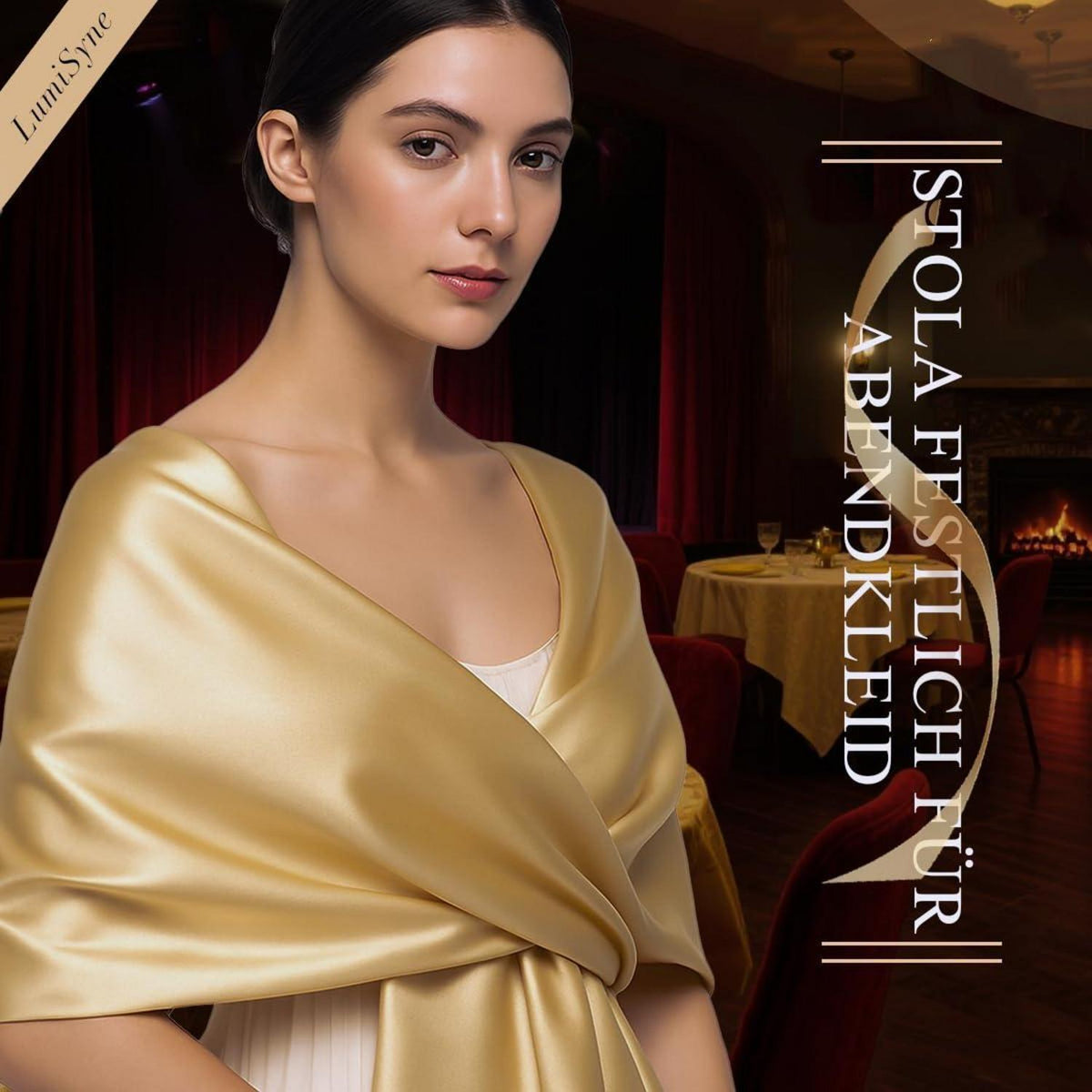 Festlicher Stola Schal aus Satin Chiffon für Damen