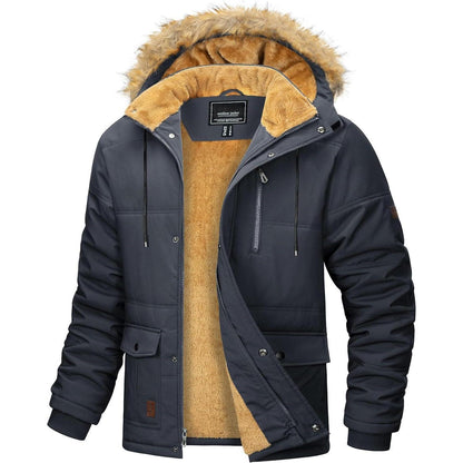 Herren Winter Parka mit abnehmbarer Kapuze, warm gefüttert