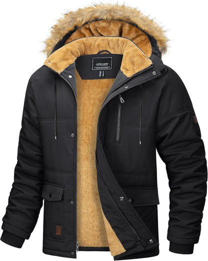 Winter Parka Jacke Herren Winddicht Warm Outdoor Fleecejacke