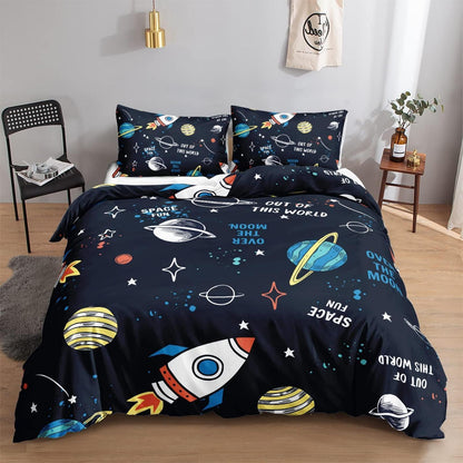 Kinder Bettwäsche Planet Rakete 155x220 cm